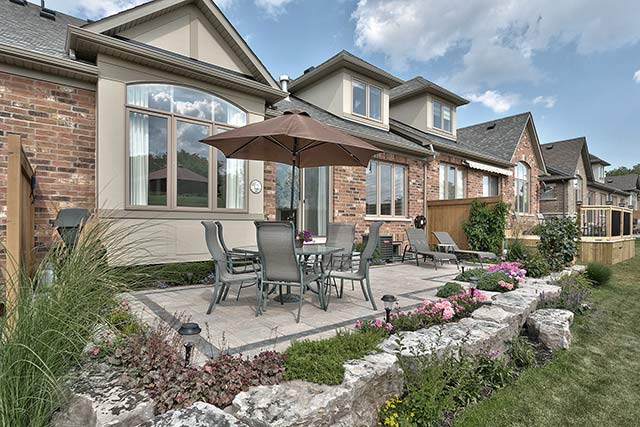Landscaped patio area.