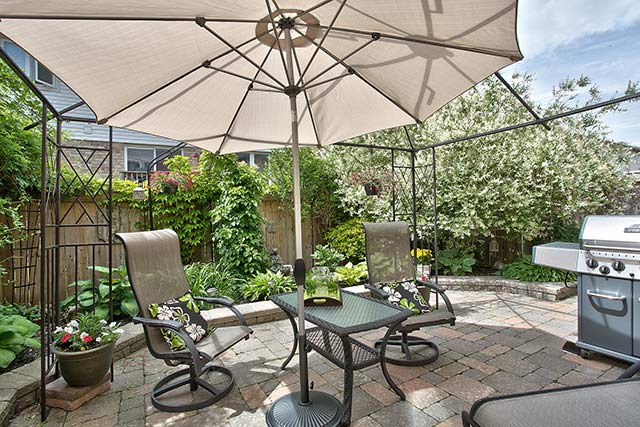 Private backyard and patio area.